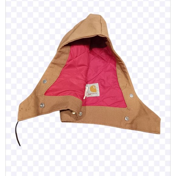 VINTAGE Carhartt Replacement Hood Quilt Lined Duck Brown Canvas Drawstring Snap - Picture 1 of 5